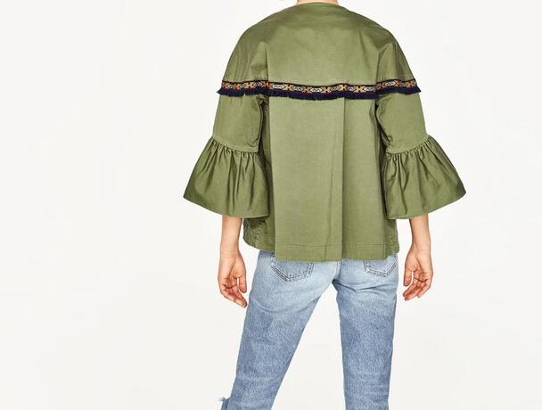 New-2017-Women-Fashion-Vintage-Retro-sleeve-laminated-fringed-stitching-Loose-Jacket-Round-Collar-Br-32797594875