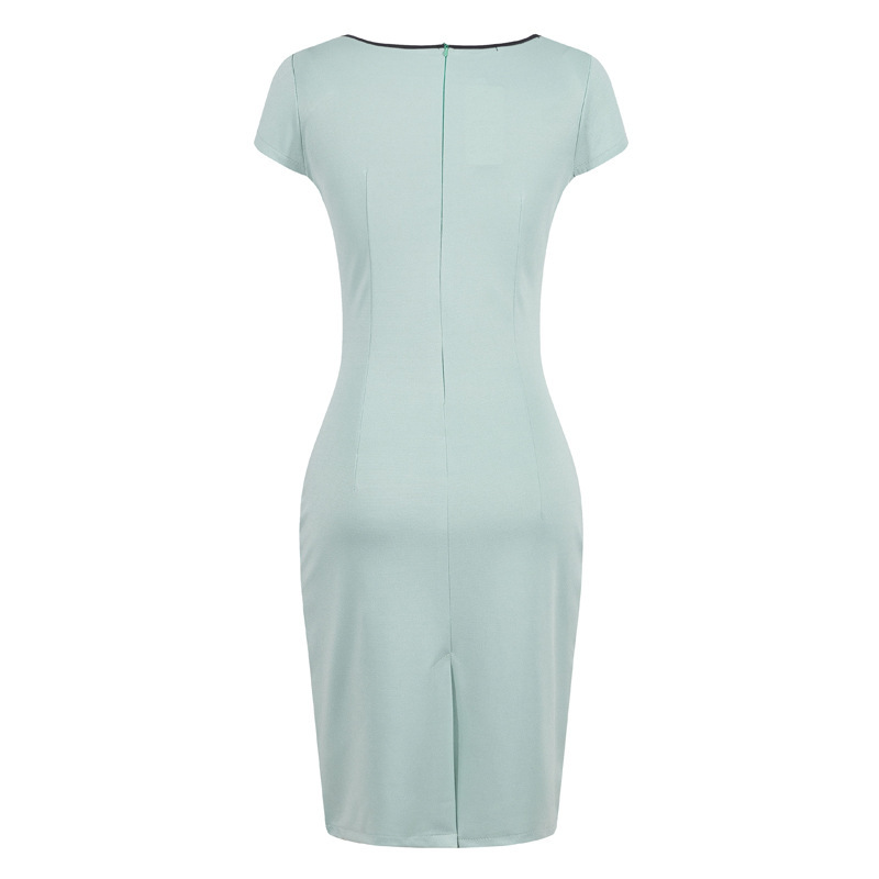 New-2018-Women-Plus-Size-Summer-Elegant-Pockets-Patchwork-Tunic-Wear-to-Work-Casual-Bodycon-Pencil-O-32408812375