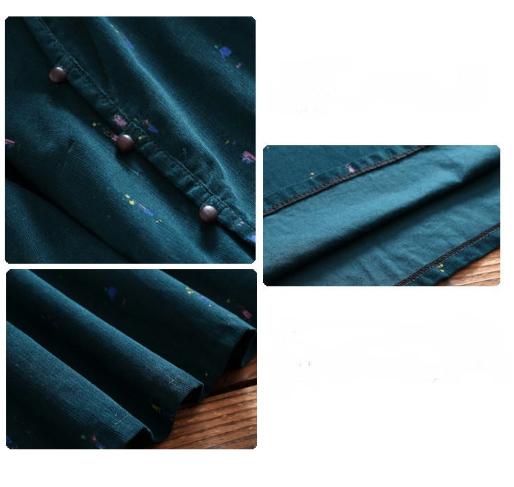 New-Spring-Autumn-Mori-Girl-Maxi-Long-Dress-Stand-Collar-Corduroy-Women-Green-Vestidos-Full-Sleeve-P-32761107378