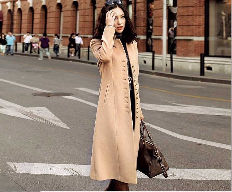 New-Style-elegant-stand-collar-slim-long-overcoat-women39s-black-camel-fashion-autumn-winter-single--32712451693