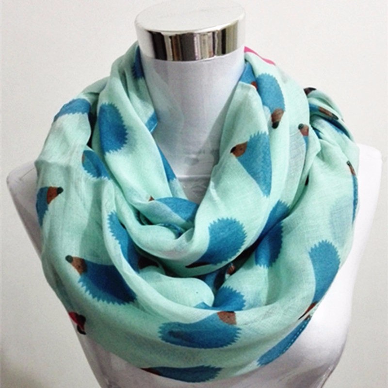 New-Women-Ladies-Fashion-Viscose-Cotton-Hedgehog-Print-infinity-scarf-Fashion-Animal-Scarves-Shawl-W-32514682778