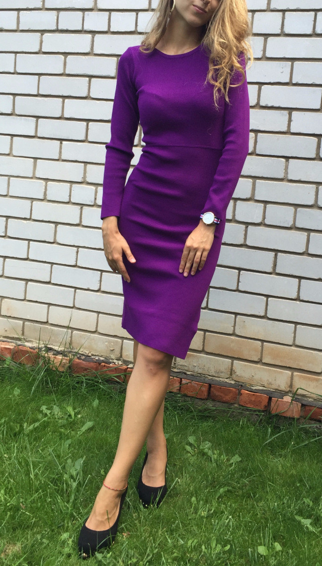 New-autumn-sexy-jersey-dress-women39s-pink-and-black-with-side-slit-32696584477