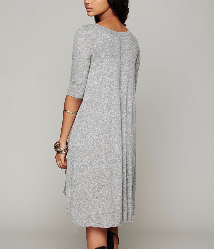 ORMELL-Women-Basic-Soft-Cotton-Party-Casual-Dress-Half-Sleeve-O-Neck-Irregular-Ladies-Summer-Autumn--32704035024