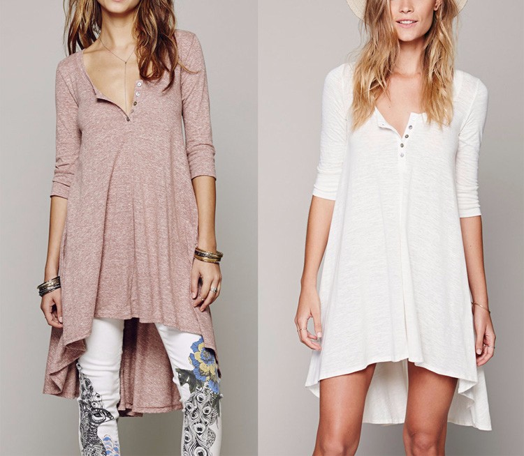 ORMELL-Women-Basic-Soft-Cotton-Party-Casual-Dress-Half-Sleeve-O-Neck-Irregular-Ladies-Summer-Autumn--32704035024