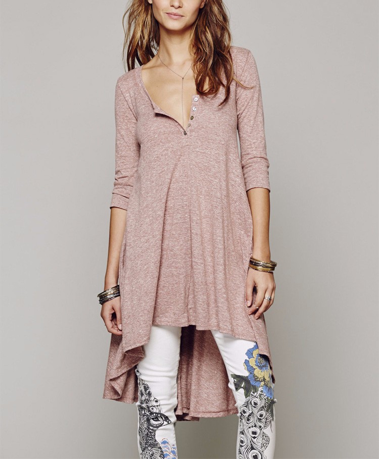 ORMELL-Women-Basic-Soft-Cotton-Party-Casual-Dress-Half-Sleeve-O-Neck-Irregular-Ladies-Summer-Autumn--32704035024