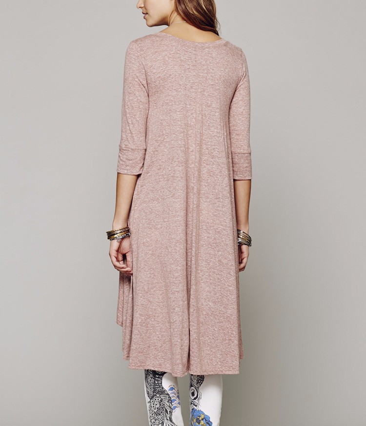 ORMELL-Women-Basic-Soft-Cotton-Party-Casual-Dress-Half-Sleeve-O-Neck-Irregular-Ladies-Summer-Autumn--32704035024