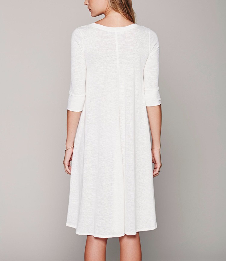 ORMELL-Women-Basic-Soft-Cotton-Party-Casual-Dress-Half-Sleeve-O-Neck-Irregular-Ladies-Summer-Autumn--32704035024