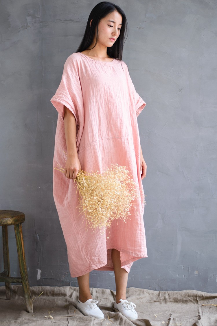Original-vintage-loose-solid-colors-cotton-linen-dress-for-female-summer-long-gown-amp-robe-dress-pl-32684397476