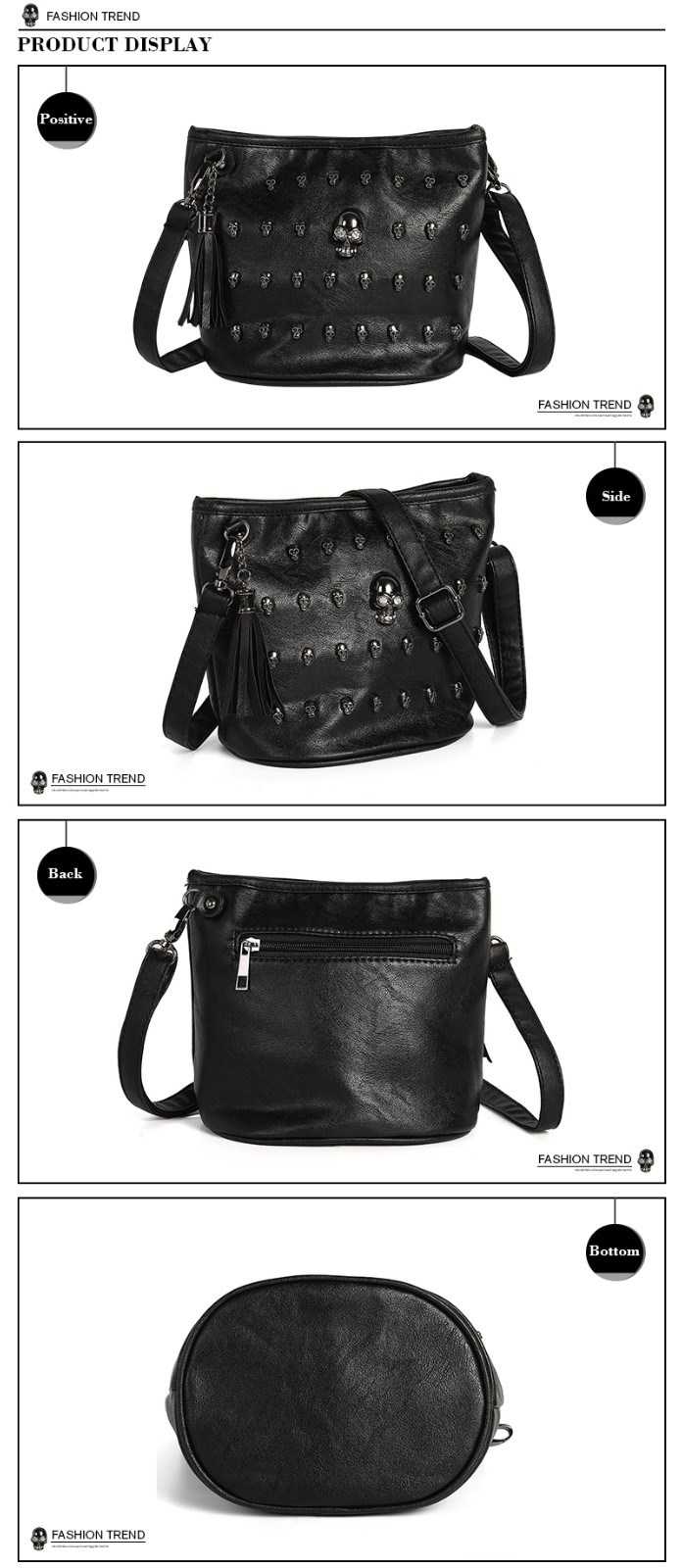 Osmond-Women-Shoulder-Bags-Ladies-Skull-Studs-Punk-Rivet-PU-Leather-Goth-Zipper-Tassels-Vintage-Styl-32563650027