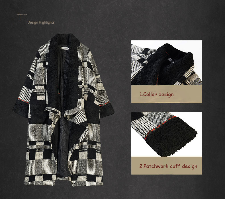 Outline-Original-Brand-Black-Plaid-Coat-Raglan-Long-Sleeve-Wool-Jacket-Loose-Elegant-Trench-Women-Wo-32523314293