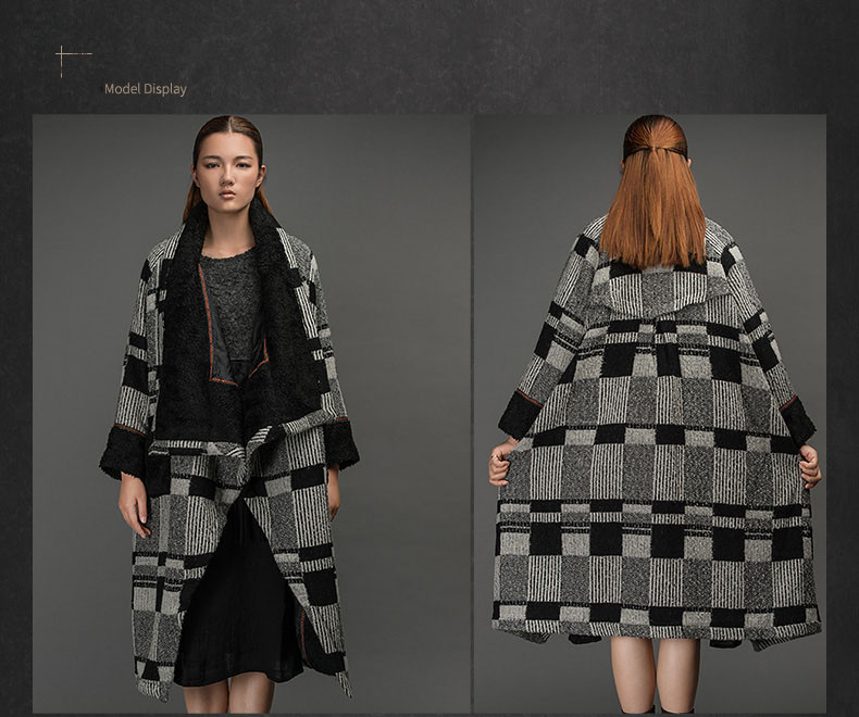 Outline-Original-Brand-Black-Plaid-Coat-Raglan-Long-Sleeve-Wool-Jacket-Loose-Elegant-Trench-Women-Wo-32523314293