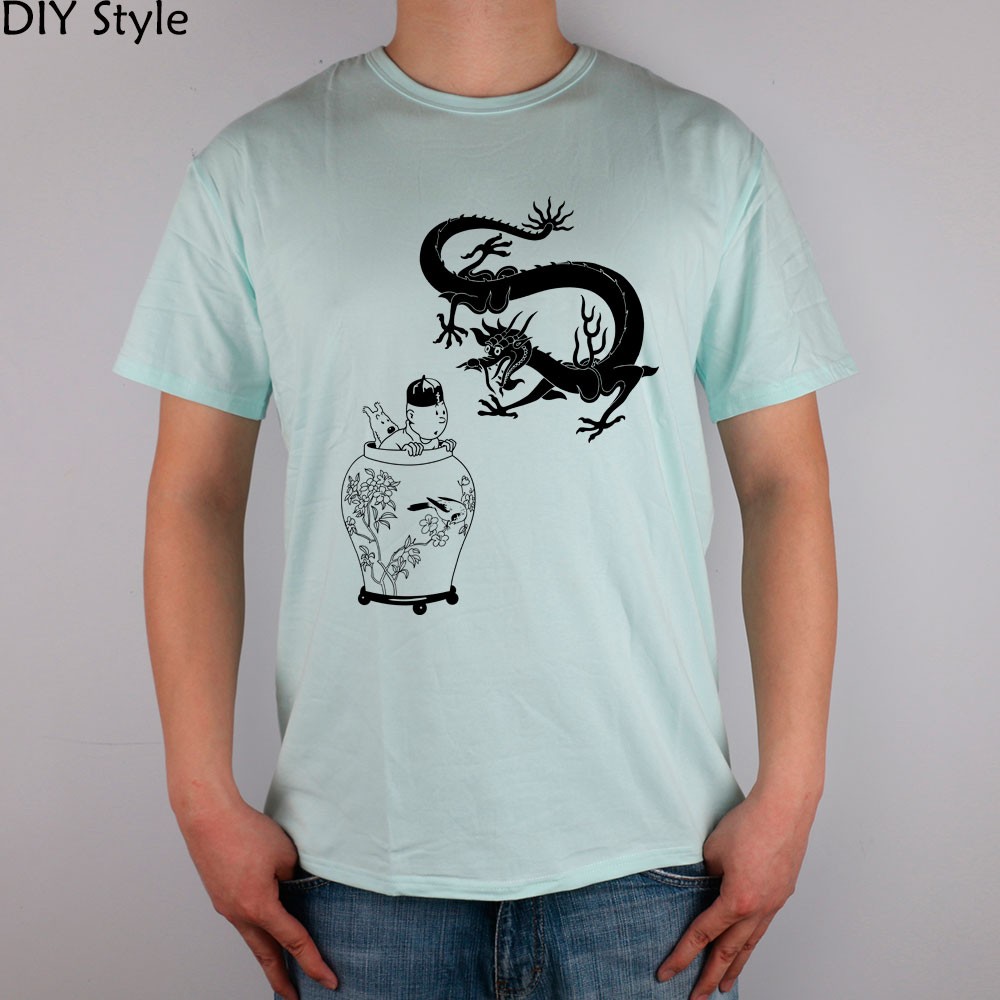 PD-TINTIN--short-sleeve-T-shirt-Top-Lycra-Cotton-Men-T-shirt-New-DIY-Style-32218211141