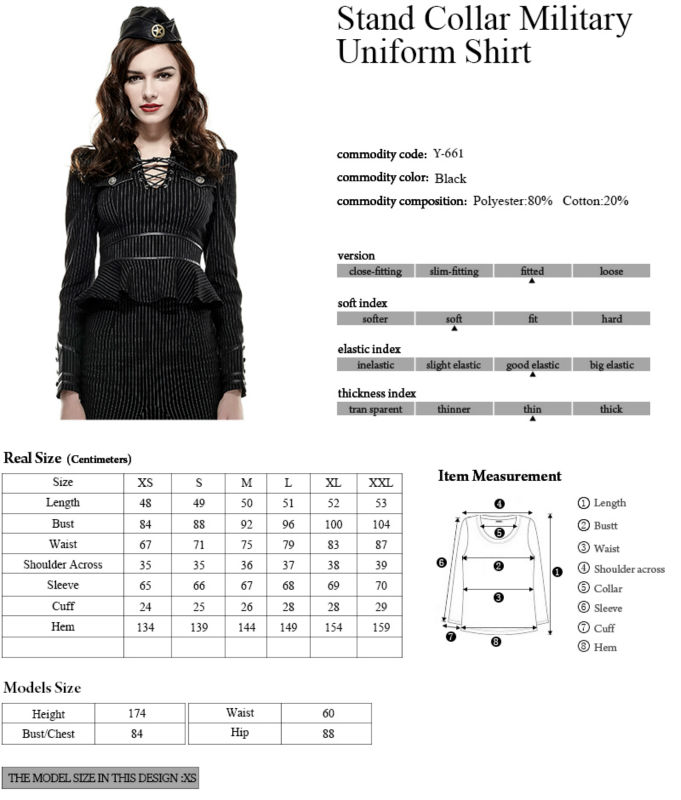 PUNK-Stand-Collar-Military-Uniform-Spring-New-Sexy-Gothic-women-Short--jacket-Y661-XS-XXL-32648823610