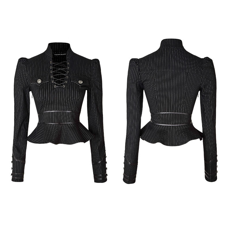 PUNK-Stand-Collar-Military-Uniform-Spring-New-Sexy-Gothic-women-Short--jacket-Y661-XS-XXL-32648823610