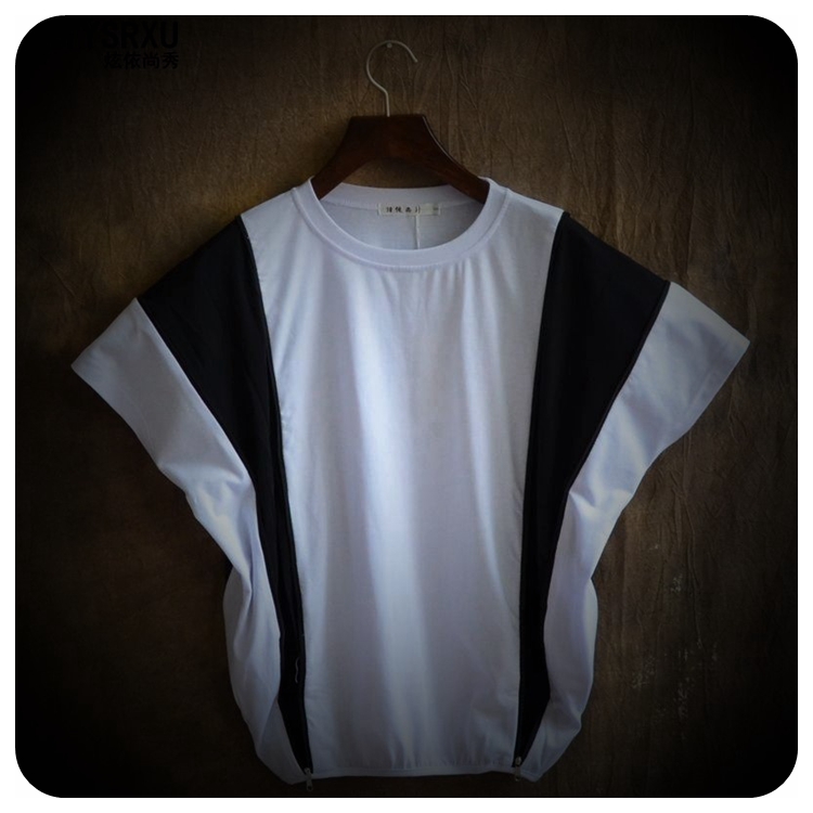 Personality-Loose-Short-Sleeve-T-Shirt-Zipper-Decoration-Adjustable-Size-of-Clothes-Fashion-Round-Co-32356572904