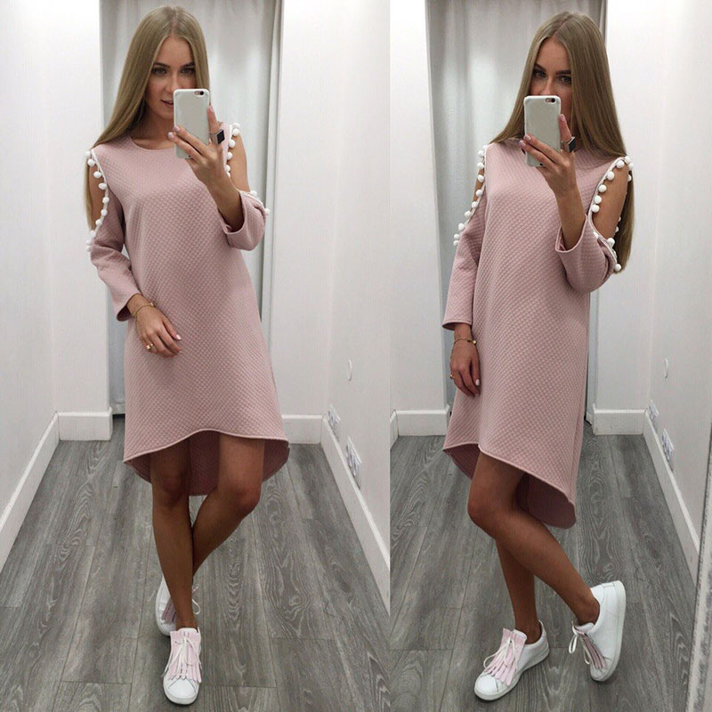 Pink-Off-Shoulder-Mini-Dresses-Full-Sleeve-O-Neck-Loose-Cute-Above-Knee-2017-Women-summer-Dress-32794074130