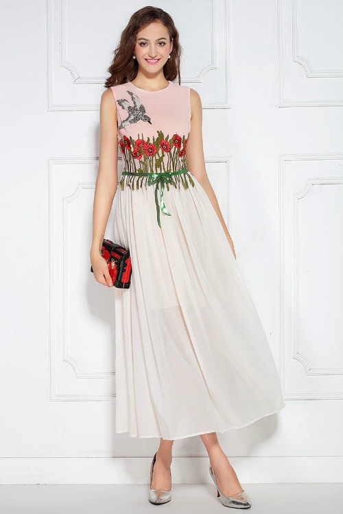 Pleated-Animal-Diamond-Mid-Calf-Dress-Female-Spring-Summer-2017-New-Arrival-Sleeveless-Tank-Floral-E-32770129792