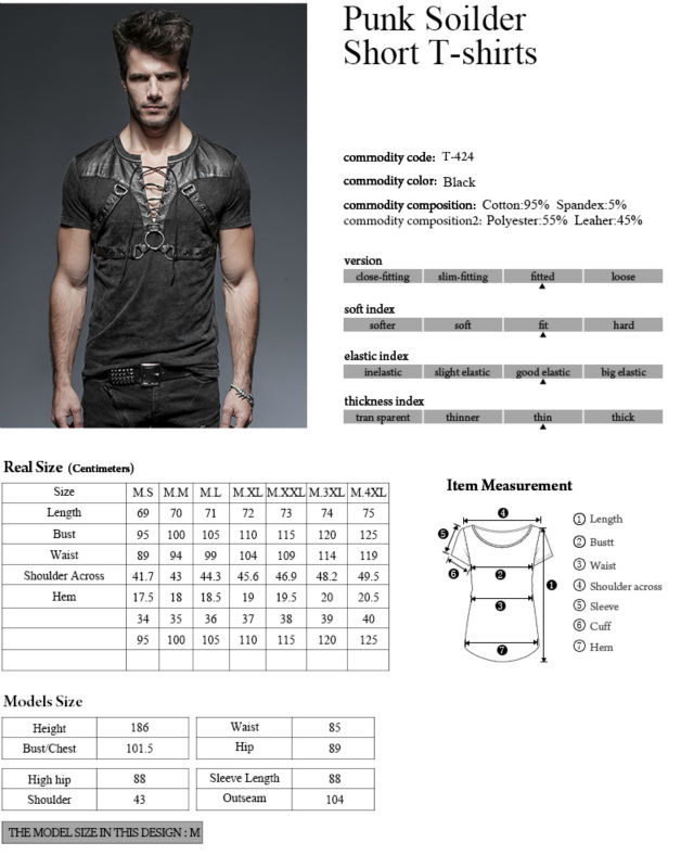 Punk-Rave-Men39s-Shirt-Gothic-Goth-Steampunk-Rock-Heavey-Metal-Black-Top-T424-32621685133