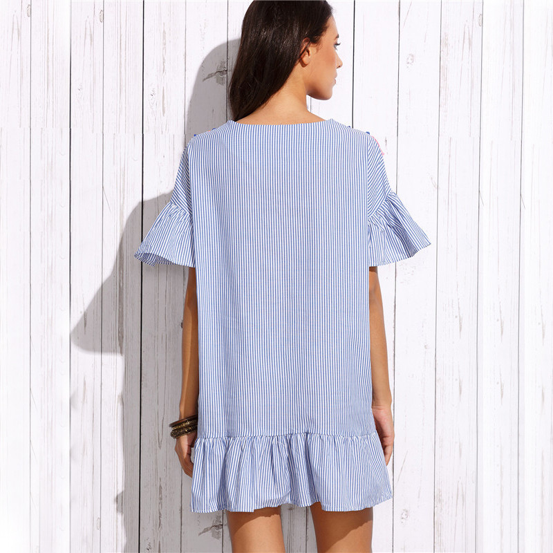 ROMWE-Ladies-Summer-Vintage-Shift-Dresses-Women-Blue-Vertical-Striped-Drop-Waist-Ruffle-Dress-With-E-32707269543