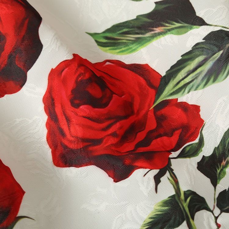 S-XXL-High-quality-2016-new-lady-fashion-summer-rose-flower-print-jacquard-fishtail-O-neck-plus-size-32438190095