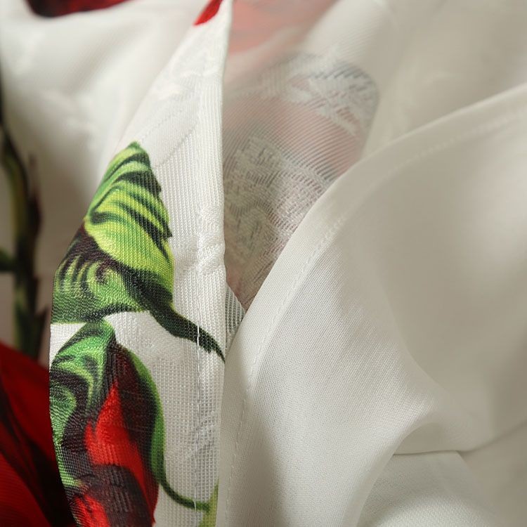 S-XXL-High-quality-2016-new-lady-fashion-summer-rose-flower-print-jacquard-fishtail-O-neck-plus-size-32438190095