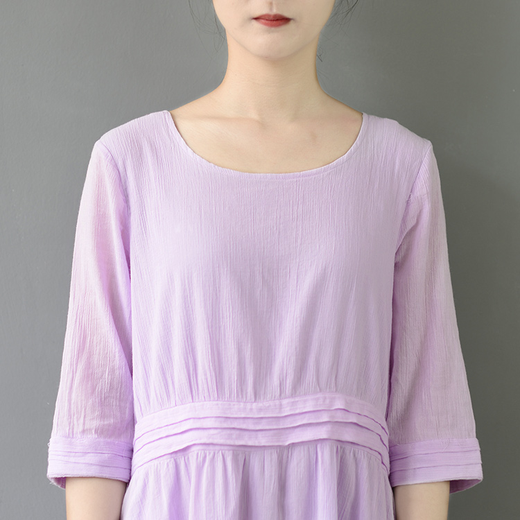 SCUWLINEN-Vestidos-2017-Spring-Summer-Dress-O-neck-Half-sleeve-Long-Cotton-Dress-Women-Casual-Loose--32787456114