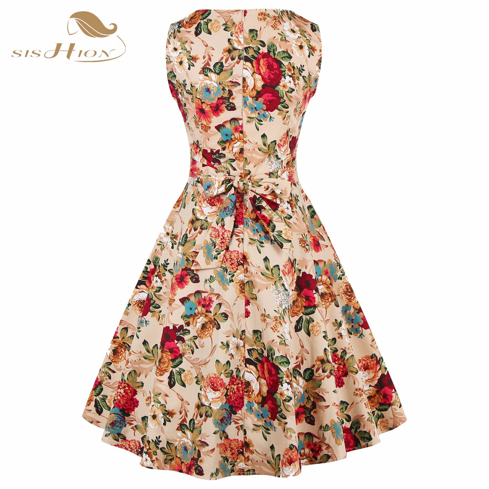 SISHION-Print-Floral-Dress-Women-Ladies-Plus-Size-Flower-Pattern-Rockabilly-50s-Vintage-Dresses-Club-32687762869