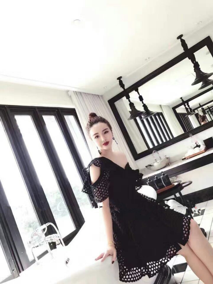 SMTHMA-2017-Runway-New-arrive-pink-women-One-Shoulder-Ruffles-lace-dress-32795541804