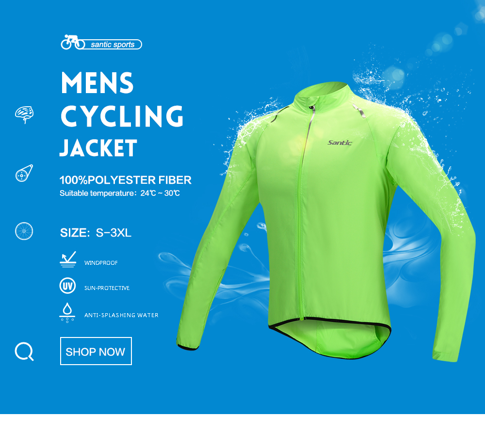 Santic-Men39s-Cycling-Rain-Coat-Jersey-Bicycle-Windproof-Jacket-Waterproof-Skin-Coat-Green-M5C07015V-32576305052