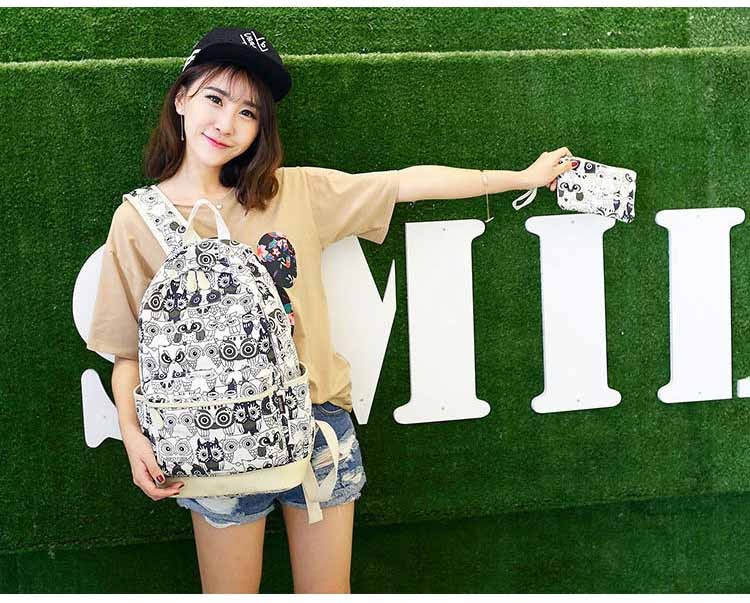 Set-Backpack-Women-Animal-Owl-Printing-Backpack-Canvas-Bookbags-School-Backpacks-Bags-for-Teenage-gi-32710627080