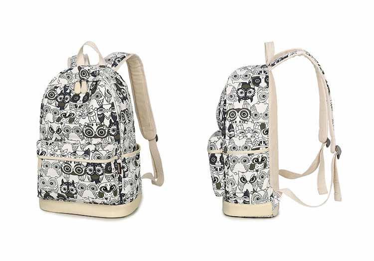 Set-Backpack-Women-Animal-Owl-Printing-Backpack-Canvas-Bookbags-School-Backpacks-Bags-for-Teenage-gi-32710627080