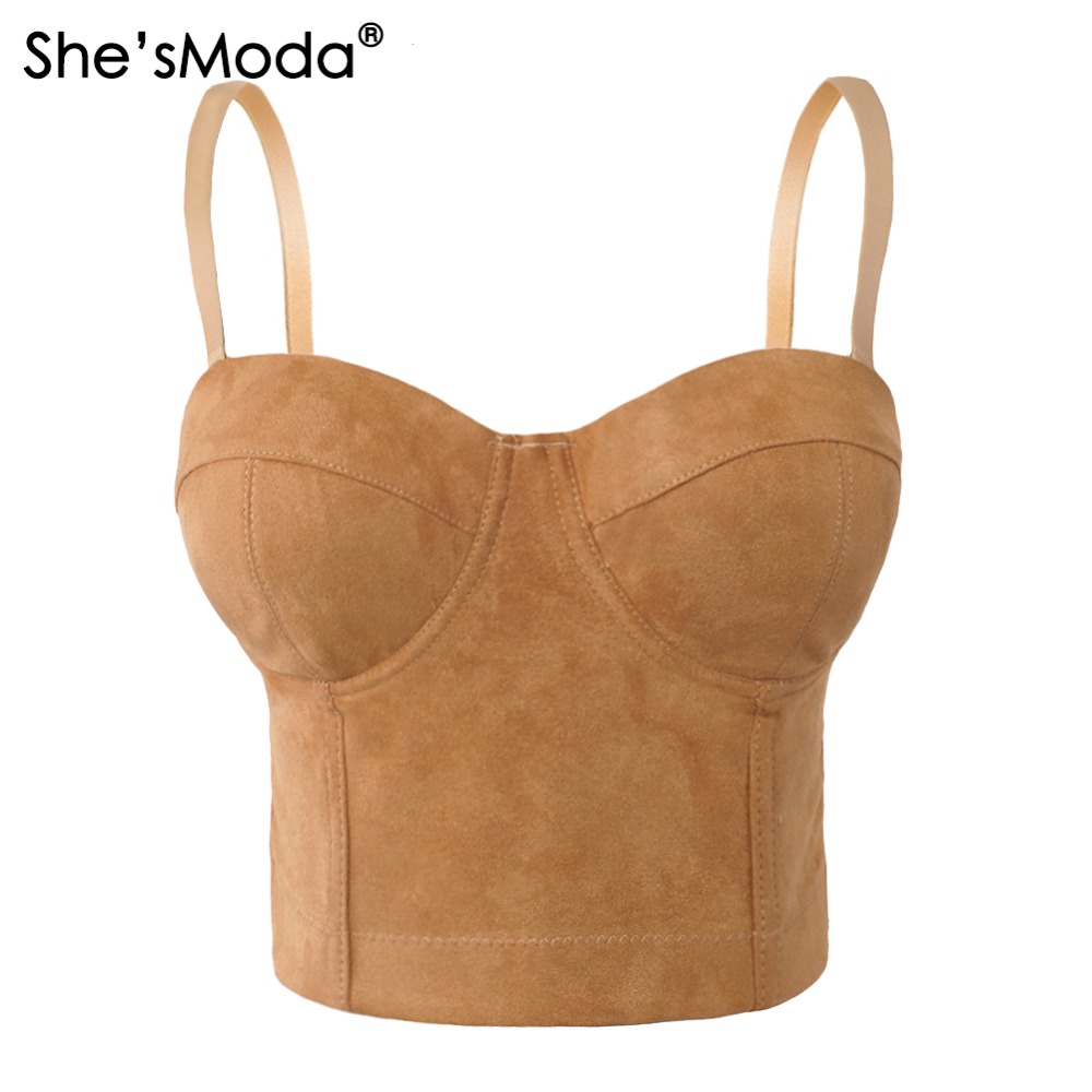 She39sModa-Faux-Suede-Leather-Boho-Hippie-Corset-Bralet-Women39s-Bustier-Bra-Night-Club-Party-Croppe-32773091491