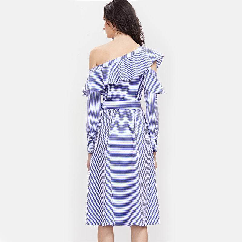 SheIn-Blue-Striped-Asymmetric-Ruffle-Off-The-Shoulder-Belted-Shirt-Dress-Womens-Long-Sleeve-Knee-Len-32797303090