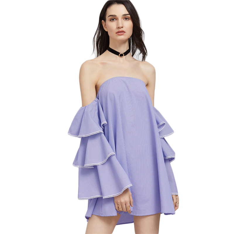 SheIn-Boho-Blue-Contrast-Lace-Trim-Layered-Ruffle-Sleeve-Off-The-Shoulder-Beach-Dress-Women-Spring-L-32796311713