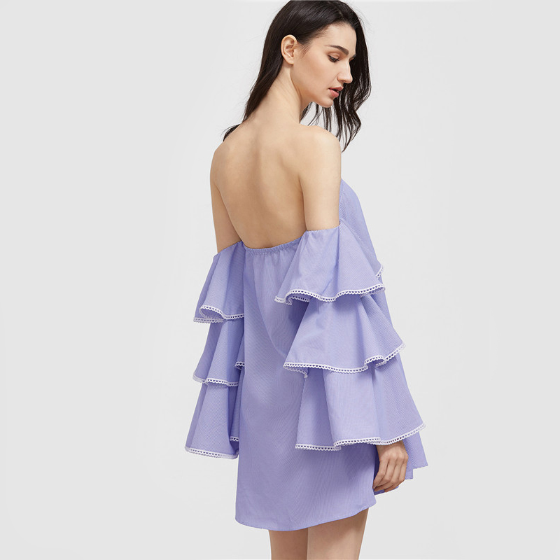 SheIn-Boho-Blue-Contrast-Lace-Trim-Layered-Ruffle-Sleeve-Off-The-Shoulder-Beach-Dress-Women-Spring-L-32796311713