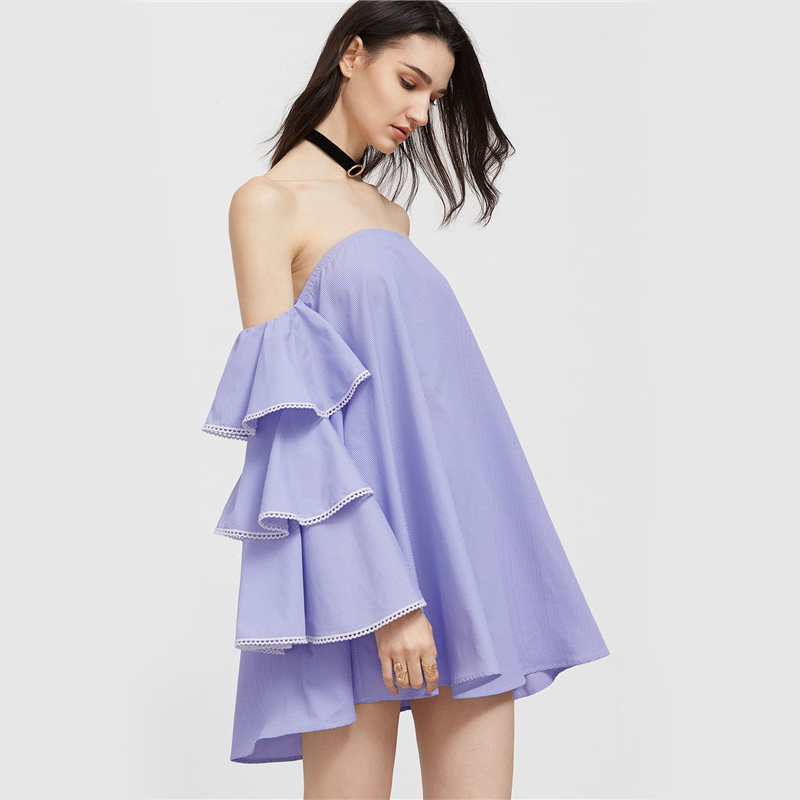 SheIn-Boho-Blue-Contrast-Lace-Trim-Layered-Ruffle-Sleeve-Off-The-Shoulder-Beach-Dress-Women-Spring-L-32796311713