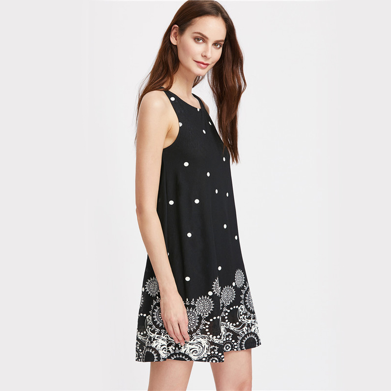SheIn-Casual-Dresses-For-Women-2016-Summer-Ladies-Black-Polka-Dot-Print-Sleeveless-Round-Neck-Short--32679040336