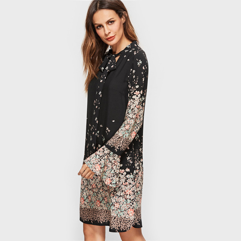 SheIn-Korean-Women-Clothing-Floral-Print-Dresses-Women-Spring-Black-Tie-Neck-Long-Flare-Sleeve-Casua-32778985744