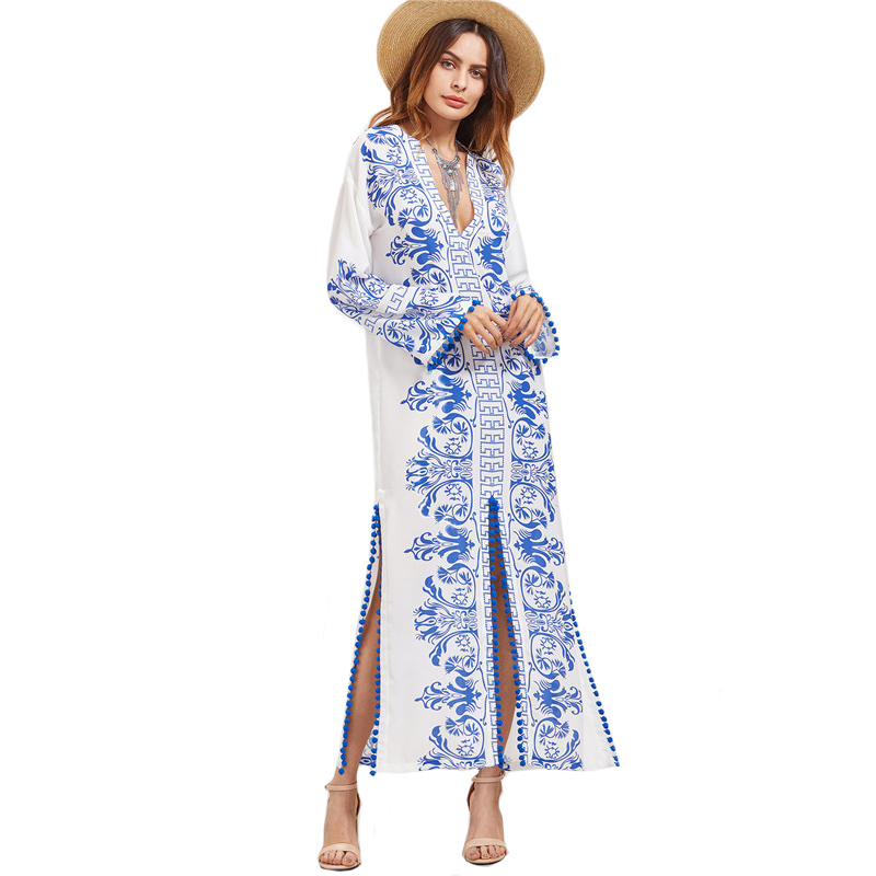SheIn-Ladies-Spring-Dresses-2017-Blue-and-White-Vintage-Print-Boho-Dress-Deep-V-Neck-Long-Sleeve-Pom-32793364847