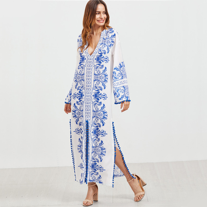 SheIn-Ladies-Spring-Dresses-2017-Blue-and-White-Vintage-Print-Boho-Dress-Deep-V-Neck-Long-Sleeve-Pom-32793364847