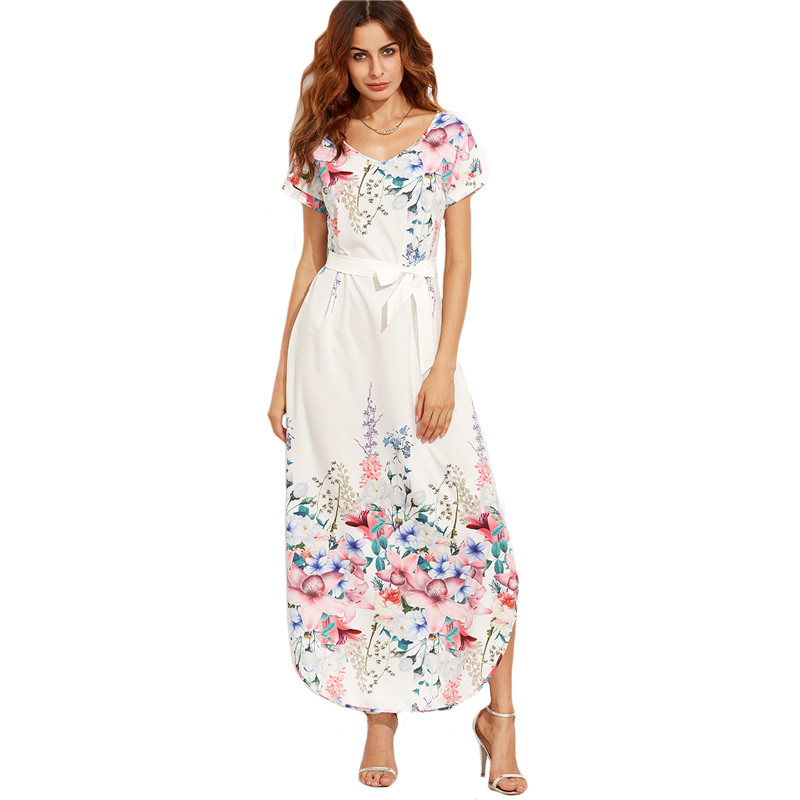 SheIn-Summer-Floral-Long-Dresses-For-Woman-Boho-White-Flower-Print-V-Neck-Short-Sleeve-Belted-Side-S-32732149257