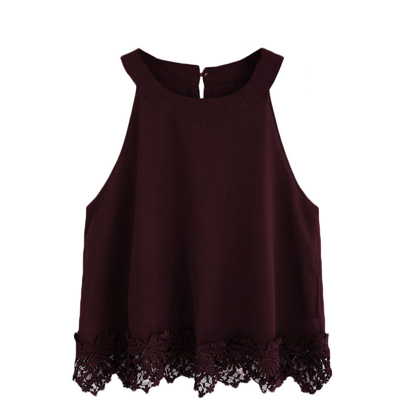 SheIn-Summer-Style-Women-Tops-Fashion-Camisoles-For-Woman-Plain-Burgundy-Crochet-Trim-Hollow-Chiffon-32719037318