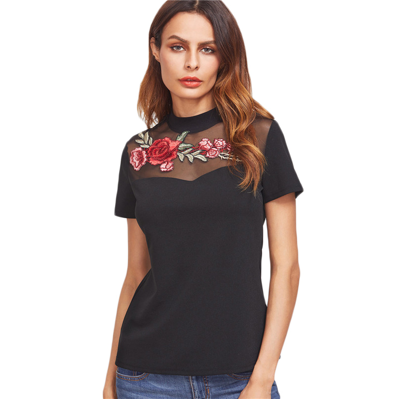 SheIn-T-shirt-Women-Casual-T-shirt-Women-Black-Embroidered-Rose-Applique-Mesh-Neck-Short-Sleeve-Vint-32794396695