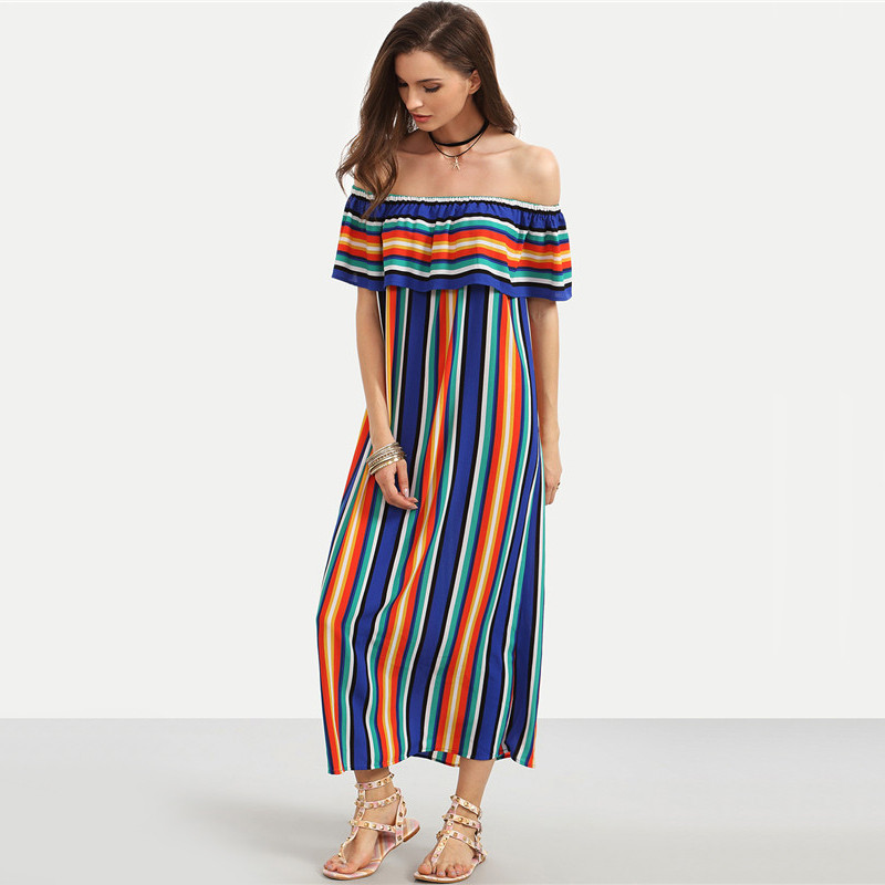 SheIn-Women-New-Summer-Beach-Casual-Long-Dresses-Ladies-Multicolor-Striped-Short-Sleeve-Off-The-Shou-32699962937