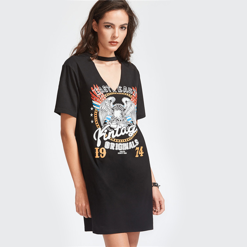 SheIn-Women-Summer-Dresses-Black-Graphic-Print-Cut-Out-V-Neck-Tee-Dress-Ladies-Short-Sleeve-Shift-T--32797076187