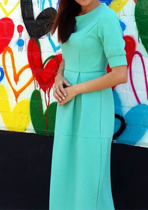 Sheinside-2016-Falle-Green-Three-Quarter-Length-Sleeve-A-Line-Midi-Round-Neck-A-Line-Dress-Women-Ele-32712615389