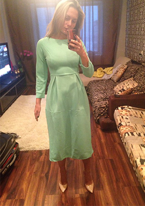 Sheinside-2016-Falle-Green-Three-Quarter-Length-Sleeve-A-Line-Midi-Round-Neck-A-Line-Dress-Women-Ele-32712615389