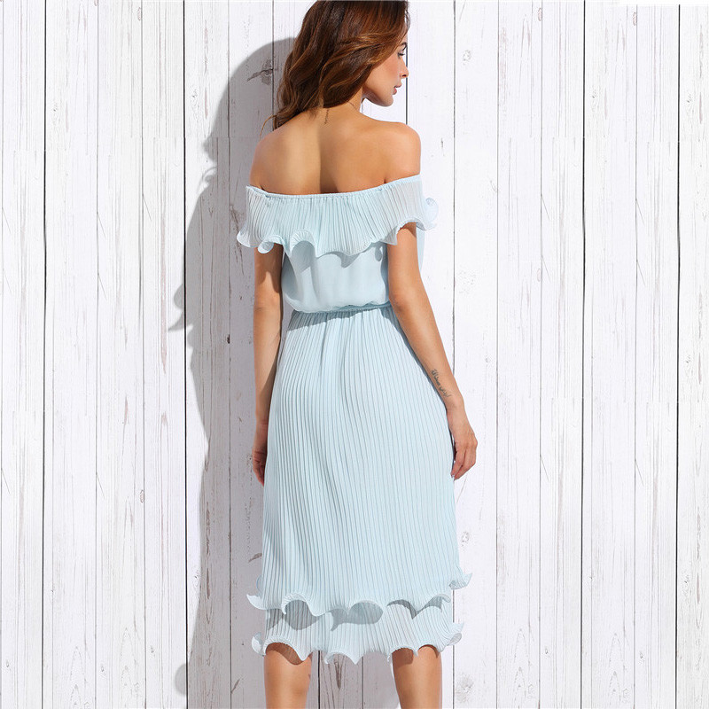 Sheinside-Blue-Off-The-Shoulder-Ruffle-Tie-Waist-Short-Sleeve-Knee-Length-Dress-Ladies-Summer-Shift--32706354890