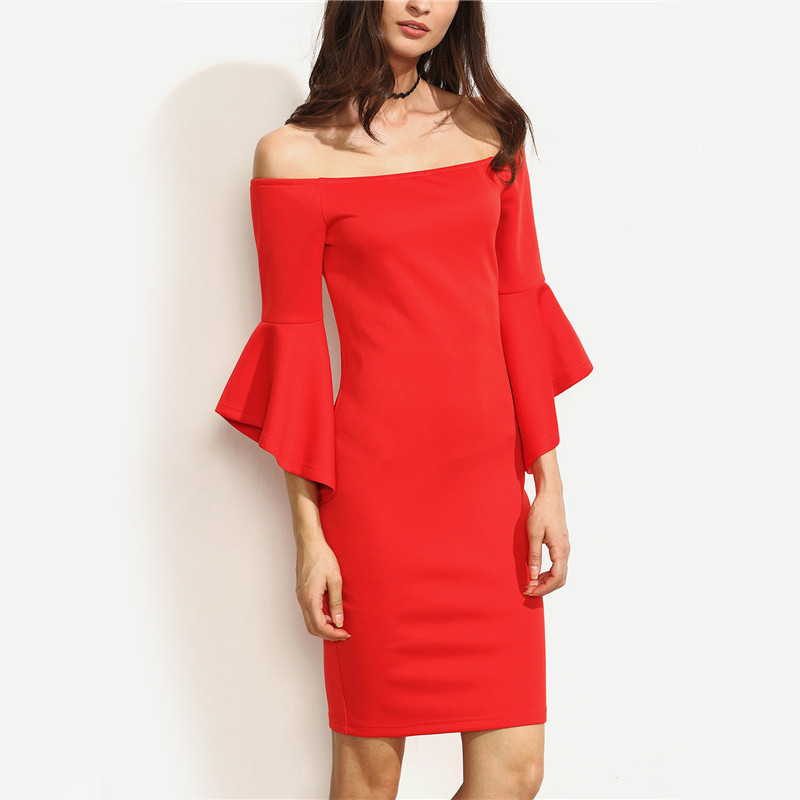 Sheinside-Red-Ruffle-Sleeve-Off-The-Shoulder-Split-Sheath-Mini-Dress-Ladies-Sexy-Three-Quarter-Lengt-32714729737
