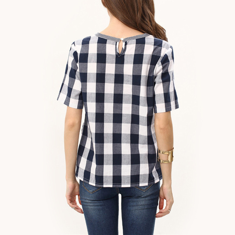 Sheinside-Women-Summer-Style-White-Royal-Blue-Check-Crew-Neck-Tees-Women-Tops-Casual-Shirts-Short-Sl-32673546388